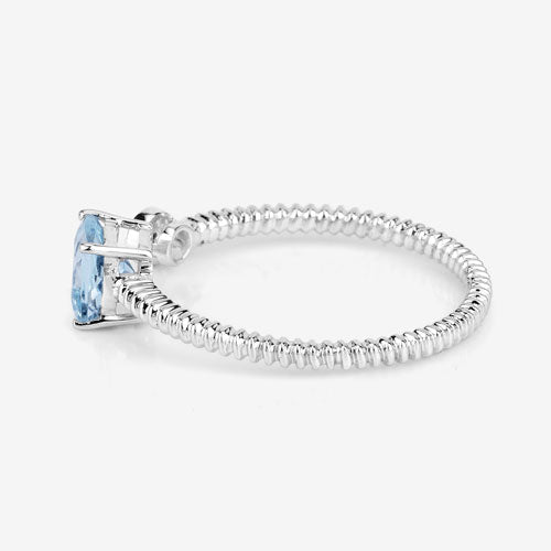 0.52 Carat Genuine Aquamarine and White Diamond 14K White Gold Ring by Bids.com