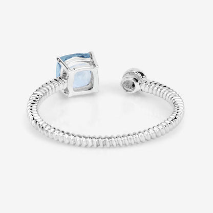 0.52 Carat Genuine Aquamarine and White Diamond 14K White Gold Ring by Bids.com