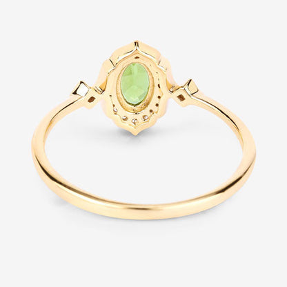 0.49 Carat Genuine Peridot and White Diamond 10K Yellow Gold Ring  DestGlow