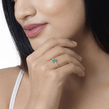 0.67 Carat Genuine Zambian Emerald and White Diamond 14K White Gold Ring by Bids.com
