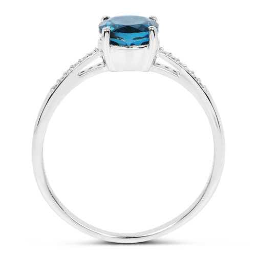 1.05 Carat Genuine London Blue Topaz and White Diamond 14K White Gold Ring by Bids.com