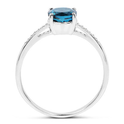 1.05 Carat Genuine London Blue Topaz and White Diamond 14K White Gold Ring by Bids.com