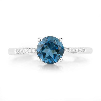1.05 Carat Genuine London Blue Topaz and White Diamond 14K White Gold Ring by Bids.com
