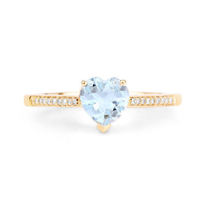 0.65 Carat Genuine Aquamarine and White Diamond 14K Yellow Gold Ring by Bids.com