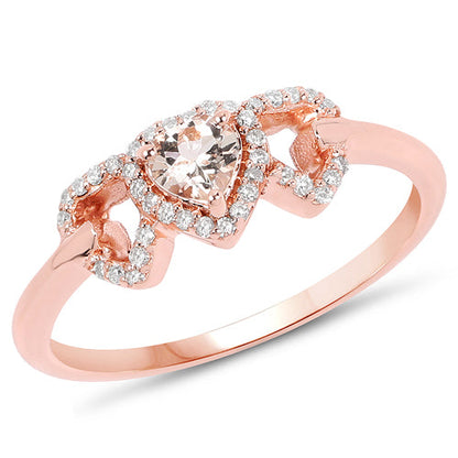0.37 Carat Genuine Morganite and White Diamond 14K Rose Gold Ring by Bids.com
