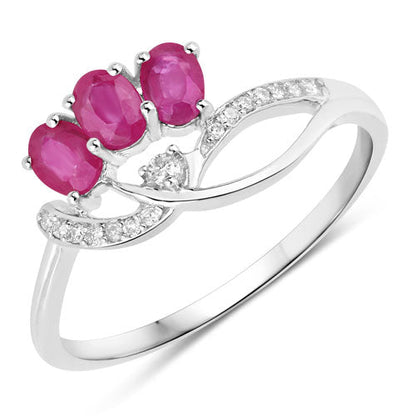 0.71 Carat Genuine Ruby and White Diamond 14K White Gold Ring by Bids.com