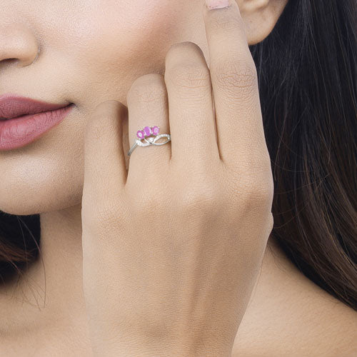 0.71 Carat Genuine Ruby and White Diamond 14K White Gold Ring by Bids.com