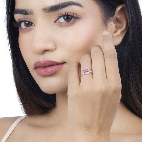 0.71 Carat Genuine Ruby and White Diamond 14K White Gold Ring by Bids.com