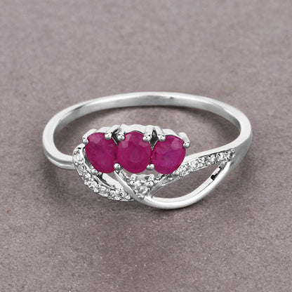 0.71 Carat Genuine Ruby and White Diamond 14K White Gold Ring by Bids.com