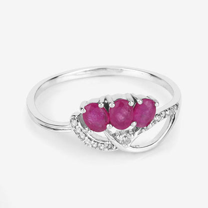 0.71 Carat Genuine Ruby and White Diamond 14K White Gold Ring by Bids.com
