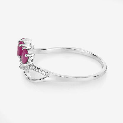 0.71 Carat Genuine Ruby and White Diamond 14K White Gold Ring by Bids.com