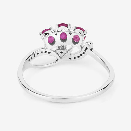 0.71 Carat Genuine Ruby and White Diamond 14K White Gold Ring by Bids.com