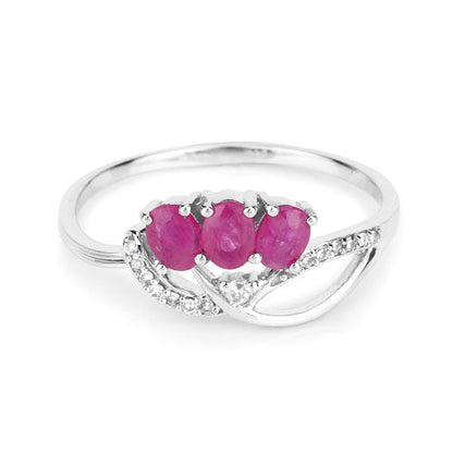 0.71 Carat Genuine Ruby and White Diamond 14K White Gold Ring by Bids.com