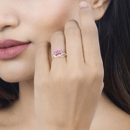 0.71 Carat Genuine Ruby and White Diamond 14K Yellow Gold Ring by Bids.com