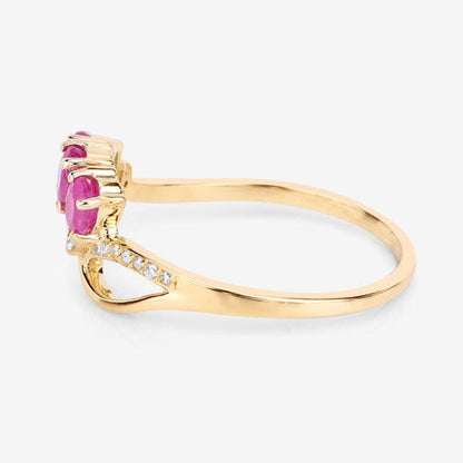 0.71 Carat Genuine Ruby and White Diamond 14K Yellow Gold Ring by Bids.com