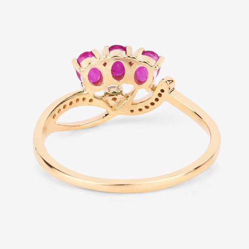 0.71 Carat Genuine Ruby and White Diamond 14K Yellow Gold Ring by Bids.com