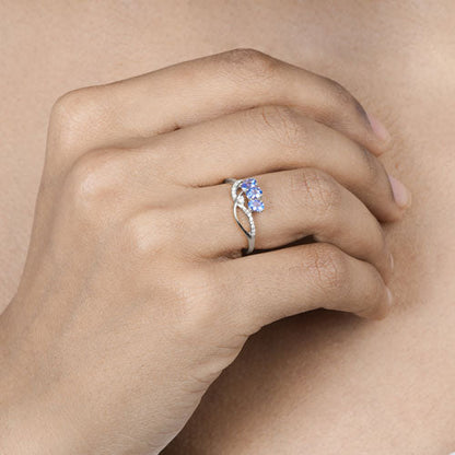 0.56 Carat Genuine Tanzanite and White Diamond 14K White Gold Ring by Bids.com