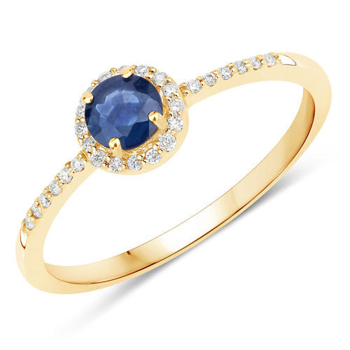 0.38 Carat Genuine Blue Sapphire and White Diamond 14K Yellow Gold Ring by Bids.com