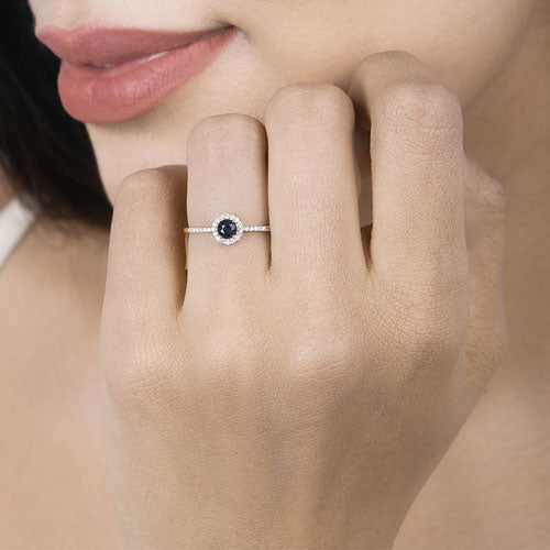 0.38 Carat Genuine Blue Sapphire and White Diamond 14K Yellow Gold Ring by Bids.com
