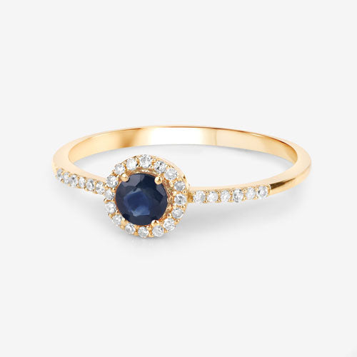 0.38 Carat Genuine Blue Sapphire and White Diamond 14K Yellow Gold Ring by Bids.com