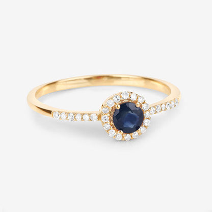 0.38 Carat Genuine Blue Sapphire and White Diamond 14K Yellow Gold Ring by Bids.com