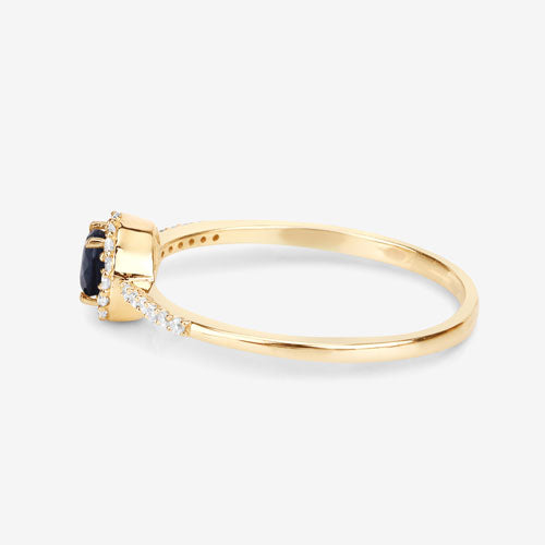 0.38 Carat Genuine Blue Sapphire and White Diamond 14K Yellow Gold Ring by Bids.com