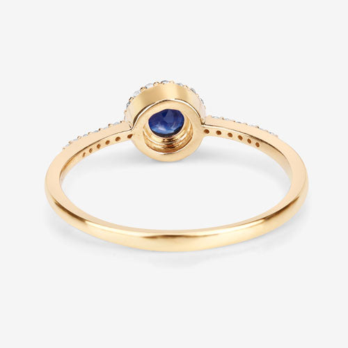 0.38 Carat Genuine Blue Sapphire and White Diamond 14K Yellow Gold Ring by Bids.com