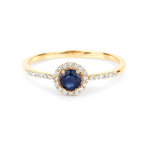 0.38 Carat Genuine Blue Sapphire and White Diamond 14K Yellow Gold Ring by Bids.com