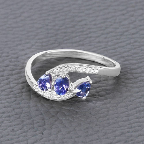 0.51 Carat Genuine Tanzanite and White Diamond 14K White Gold Ring by Bids.com
