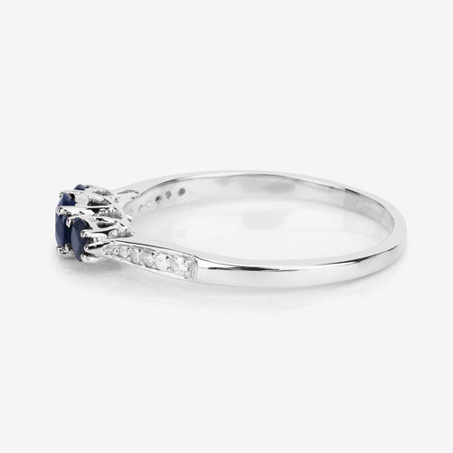 0.56 Carat Genuine Blue Sapphire and White Diamond 14K White Gold Ring by Bids.com