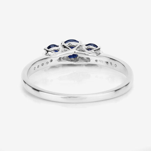0.56 Carat Genuine Blue Sapphire and White Diamond 14K White Gold Ring by Bids.com