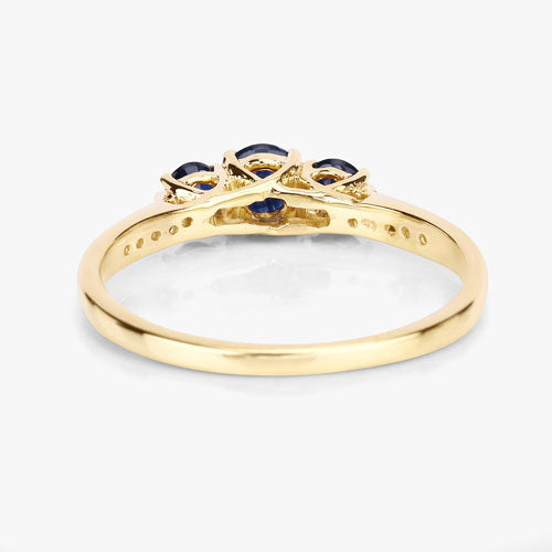 0.56 Carat Genuine Blue Sapphire and White Diamond 14K Yellow Gold Ring by Bids.com