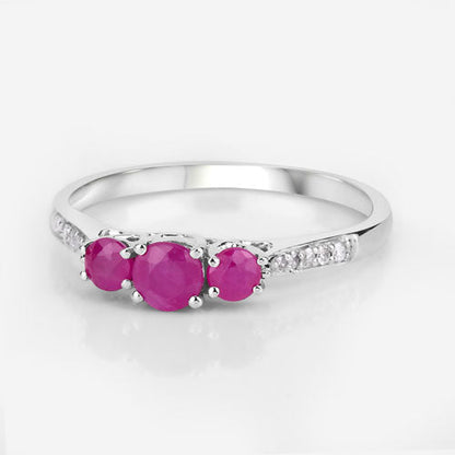 0.61 Carat Genuine Ruby and White Diamond 14K White Gold Ring by Bids.com