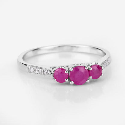 0.61 Carat Genuine Ruby and White Diamond 14K White Gold Ring by Bids.com