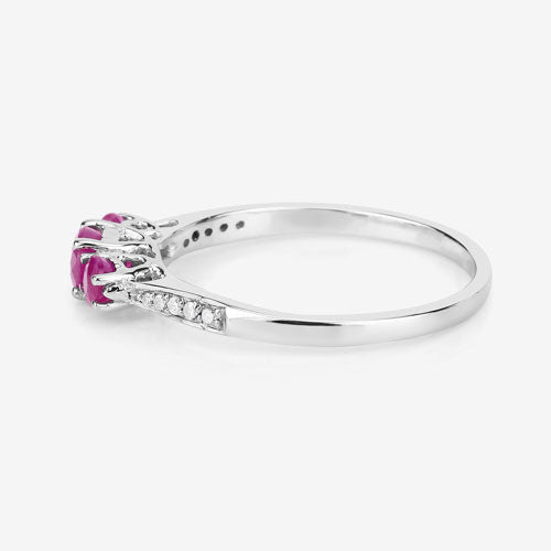 0.61 Carat Genuine Ruby and White Diamond 14K White Gold Ring by Bids.com