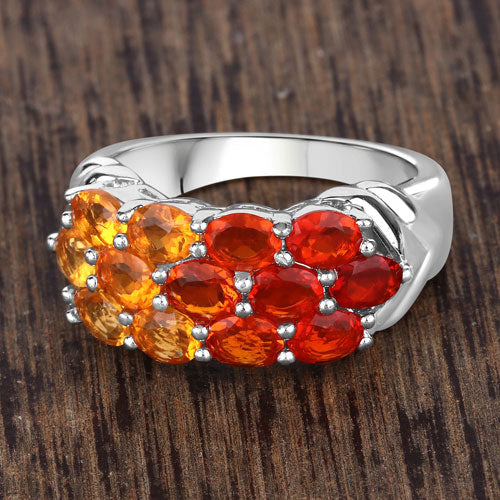 1.56 Carat Genuine Fire Opal .925 Sterling Silver Ring by Bids.com
