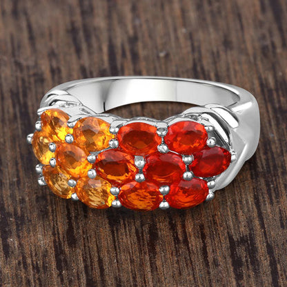 1.56 Carat Genuine Fire Opal .925 Sterling Silver Ring by Bids.com