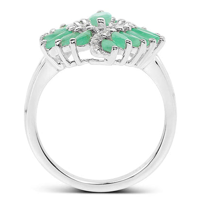 1.63 Carat Genuine Emerald and White Zircon .925 Sterling Silver Ring by Bids.com