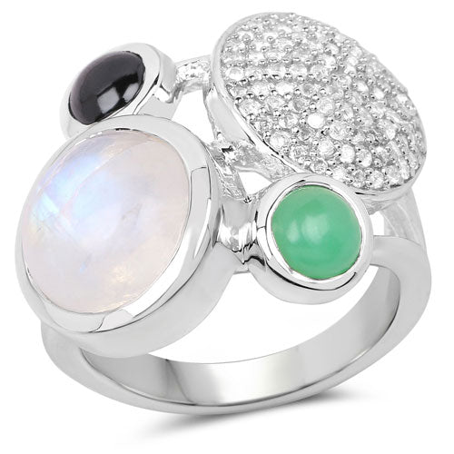 5.90 Carat Genuine Multi Stone .925 Sterling Silver Ring by Bids.com