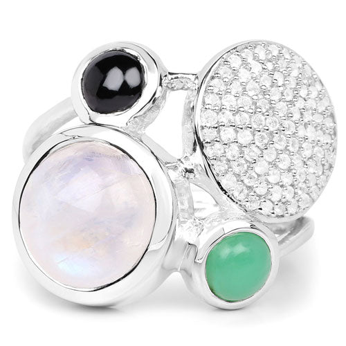5.90 Carat Genuine Multi Stone .925 Sterling Silver Ring by Bids.com