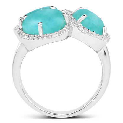 5.30 Carat Genuine Amazonite And White Topaz .925 Sterling Silver Ring by Bids.com