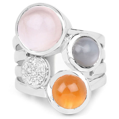 5.96 Carat Genuine Multi Stone .925 Sterling Silver Ring by Bids.com