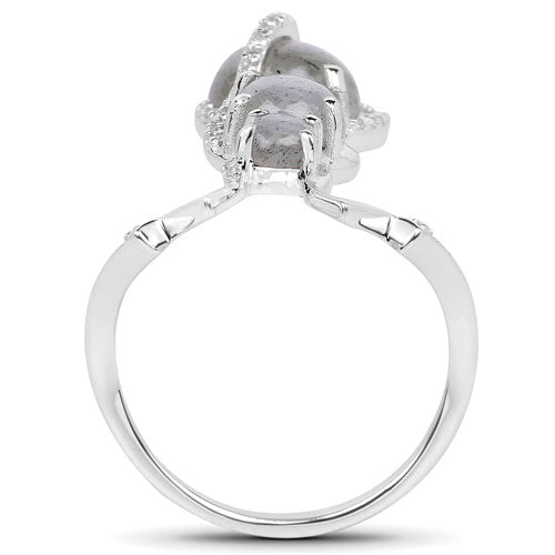 2.79 Carat Genuine Labradorite And White Topaz .925 Sterling Silver Ring by Bids.com