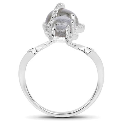 2.79 Carat Genuine Labradorite And White Topaz .925 Sterling Silver Ring by Bids.com