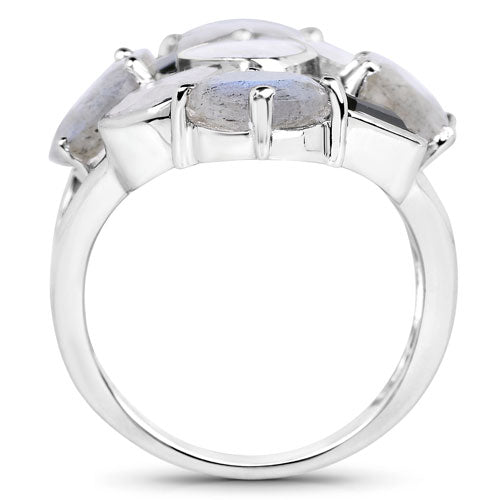 10.30 Carat Genuine White Rainbow Moonstone, Labradorite And Black Onyx .925 Sterling Silver Ring by Bids.com