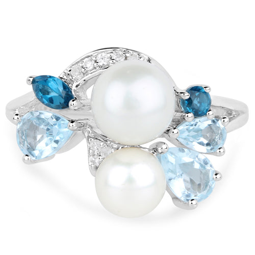 4.96 Carat Genuine Multi Stones .925 Sterling Silver Ring by Bids.com