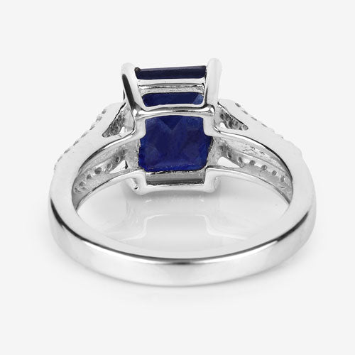 3.07 Carat Glass Filled Sapphire and White Zircon .925 Sterling Silver Ring by Bids.com