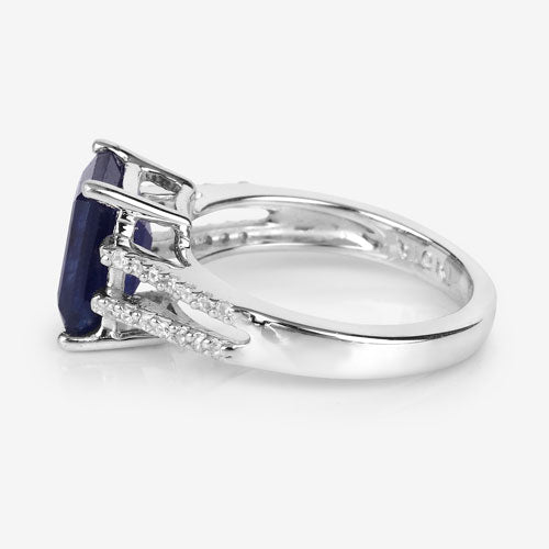 3.07 Carat Glass Filled Sapphire and White Zircon .925 Sterling Silver Ring by Bids.com