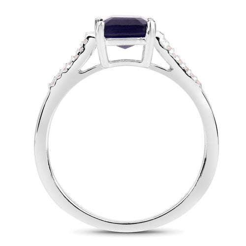 3.07 Carat Glass Filled Sapphire and White Zircon .925 Sterling Silver Ring by Bids.com