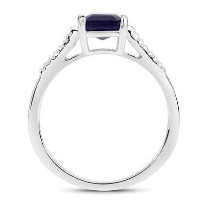 3.07 Carat Glass Filled Sapphire and White Zircon .925 Sterling Silver Ring by Bids.com
